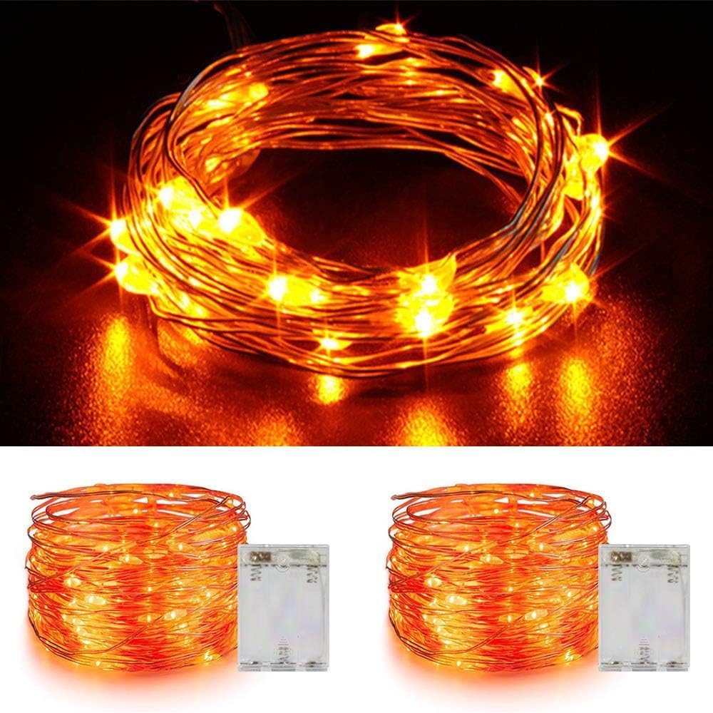 ANJAYLIA Solar String Lights Outdoor, 2 Pack 100 LED Fairy Lights Solar Powered with 8 Modes Waterproof Decorative Copper Wire Lights for Patio Garden Yard Trees Christmas Wedding Party, Warm White