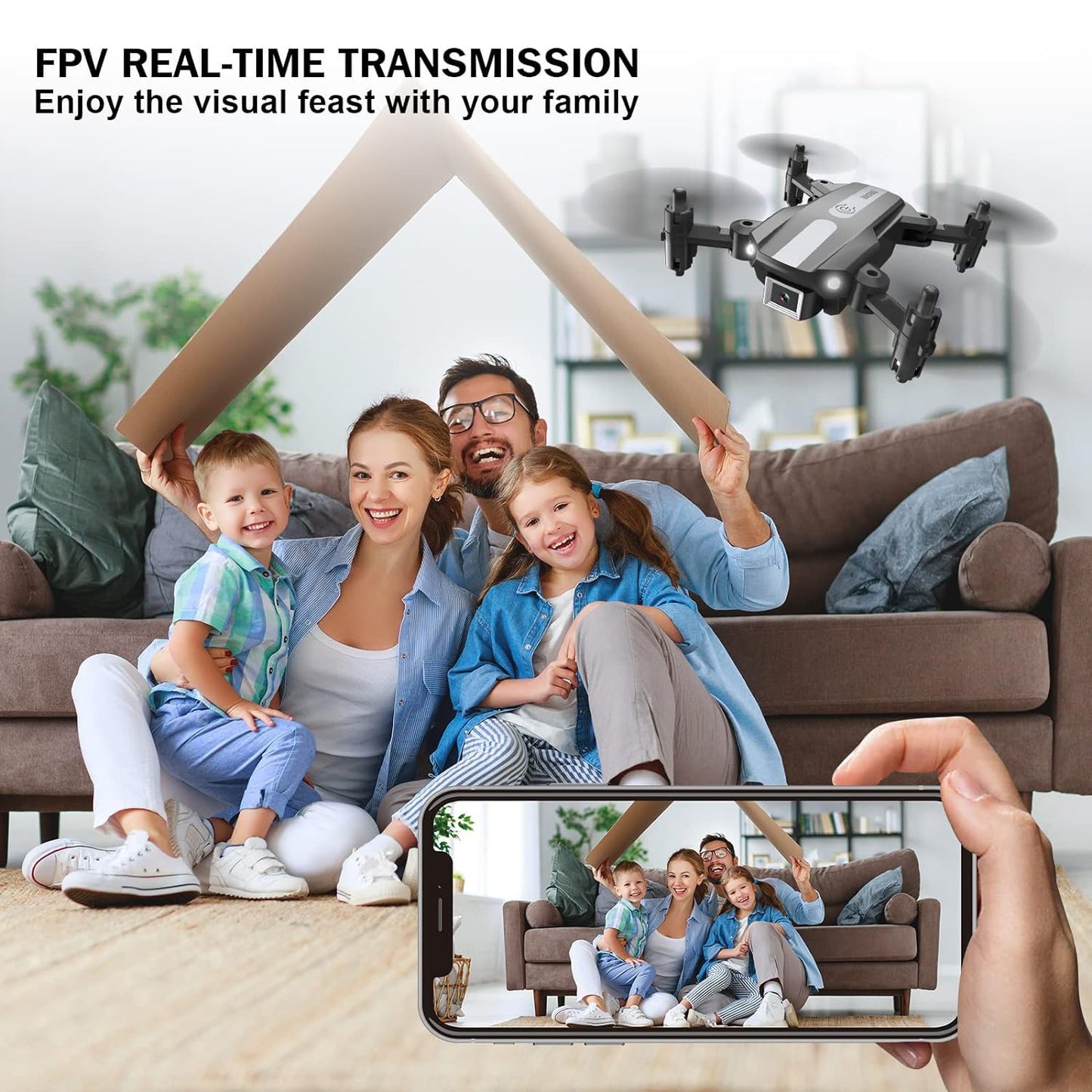 Wipkviey T25 Drone with camera 1080p, RC Quadrocopter for Adults, Mini Foldable Drone with 2 Batteries, FPV wifi transmission, 3D Flip, Altitude Hold, One Key Take Off/Landing