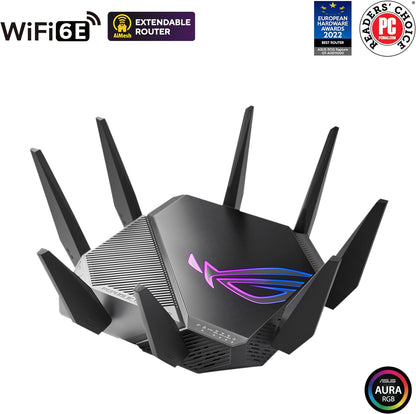 ASUS ROG Rapture GT6 (1PK) Tri-Band WiFi 6 Gaming Mesh WiFi System, Covers up to 5,800 sq ft, 2.5 Gbps Port, Triple-Level Game Acceleration, UNII 4, Free Lifetime Internet Security - White