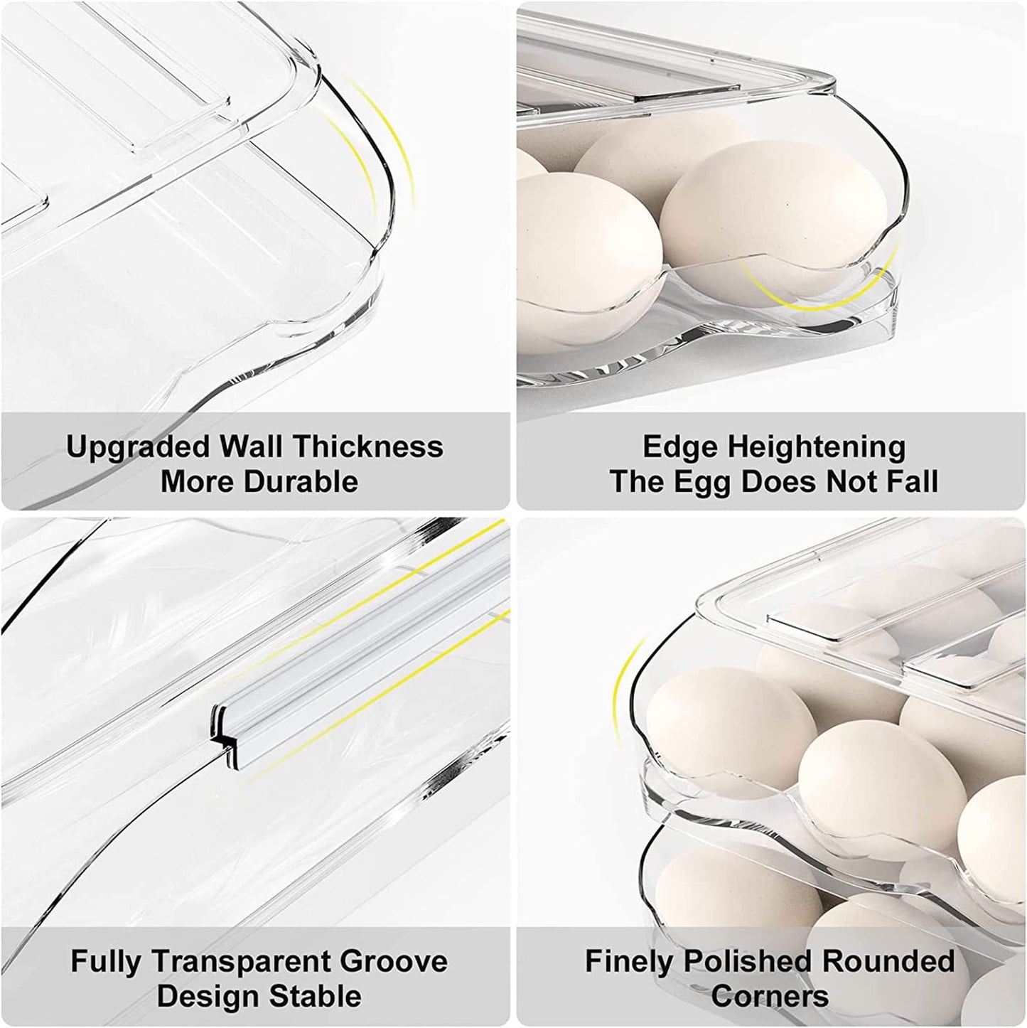 Large Capacity Egg Holder For Refrigerator - Egg Fresh Storage Box for Fridge, Egg Storage Container Organizer Bin, Clear Plastic Storage Container, Egg Storage & Egg Tray (2-layer)