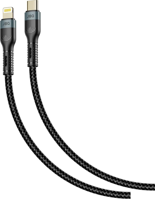 JBQ Type-C to Lightning (Compatible) PD Cable With Tinned Copper Wire Core Soft Anti-Winding 60W Charge and Sync 150cm Black CA-720