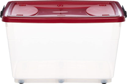 Cosmoplast 55L Clear Plastic Storage Box with Wheels & Lockable Lid Set of 6