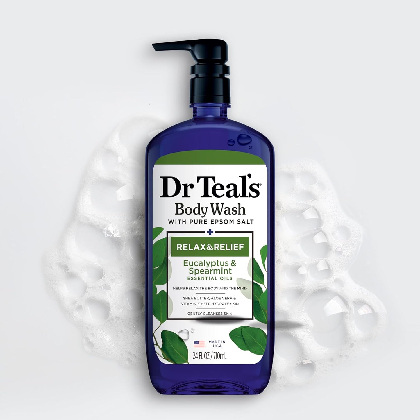 Dr Teal's Epsom Salt Body Wash - EUcalyptUS & Spearmint, 710Ml, 24 Ounce