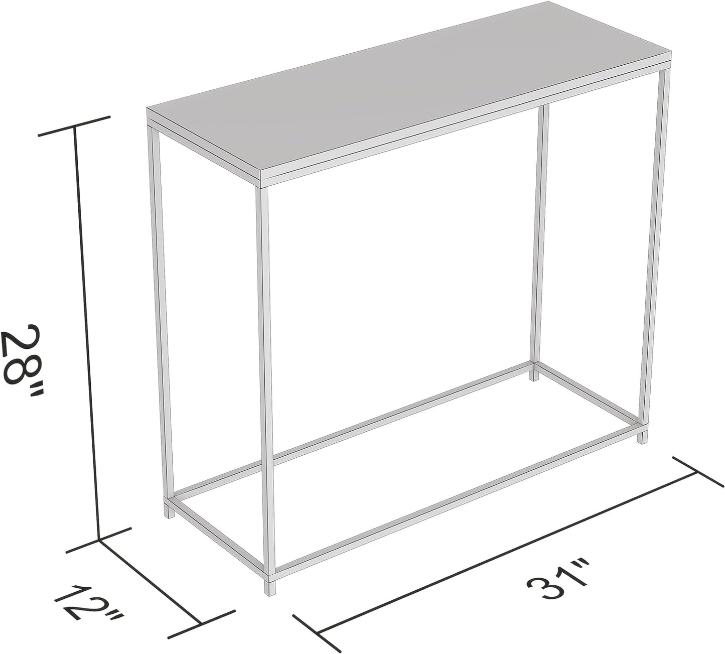 Safdie & Co. - Marble White Console Tables for Entryway, Gold Metal Console Table, Use As Doorway Table, Narrow Bar Table, or Accent Furniture for Decorating Foyer, 31 x 12 x 28 inches