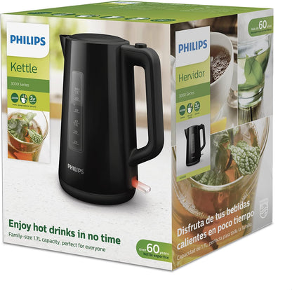 Philips Electric Kettle, 3000 Series, 2200 W, 1.7 litre Family Size, Black, HD9318/21