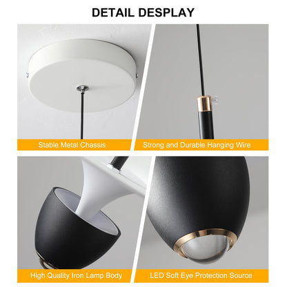 Jaycomey Modern Chandelier Light Fixtures Dimmable LED Pendant Light with Remote Control Acrylic Wave Chandeliers for Dining Rooms Bedroom Kitchen Restaurant 3000K-6000K 24W Black