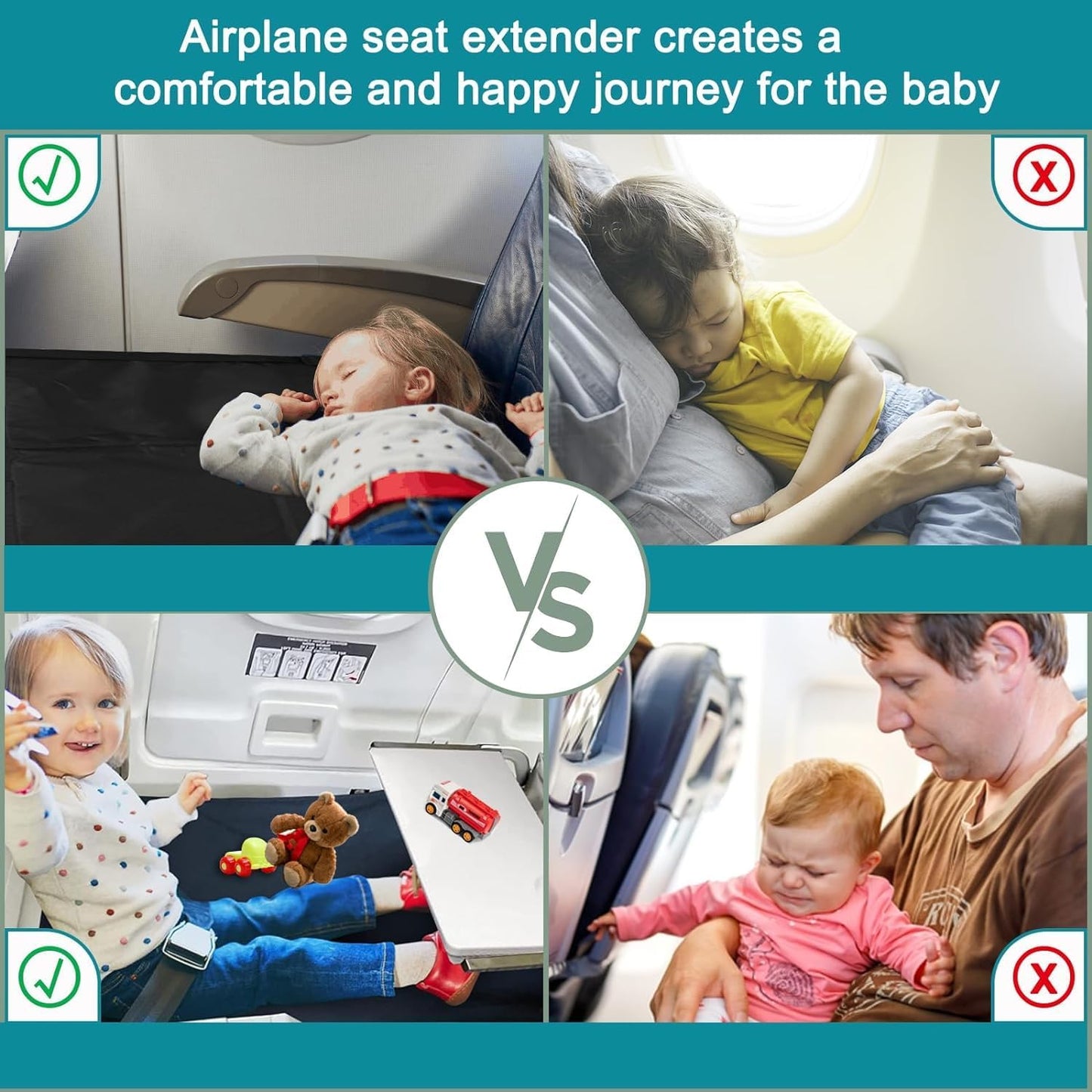 Dovakiss Toddler Airplane Bed, Children Airplane Seat Extender, Children Airplane Footrest, Baby Travel Essentials, Kids Bed Airplane(79 * 44cm)