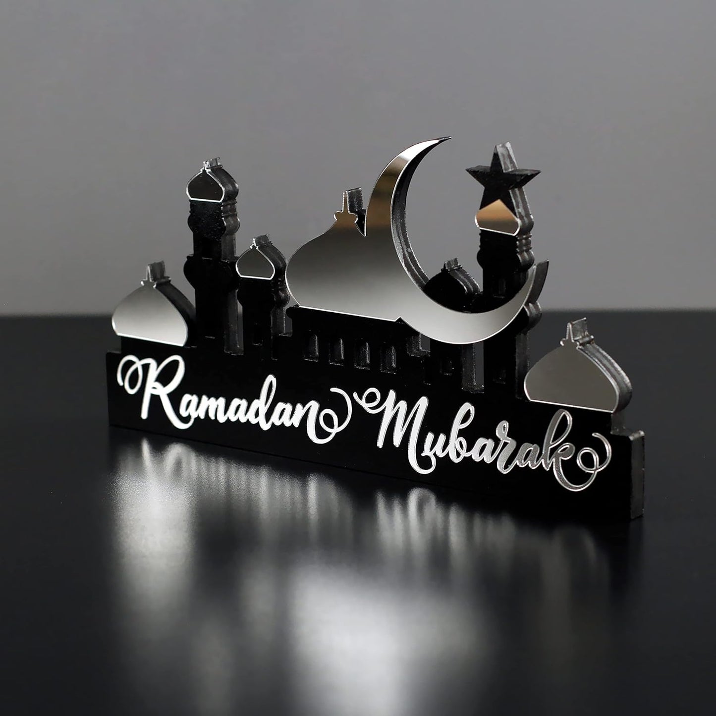 E World | Wooden Acrylic Islamic Tabletop Decors | Ramadan Kareem and Eid Mubarak Decoration | Islamic Muslim Gifts | Ramadan Eid Decoration | (Ramadan Kareem-1, Gold)