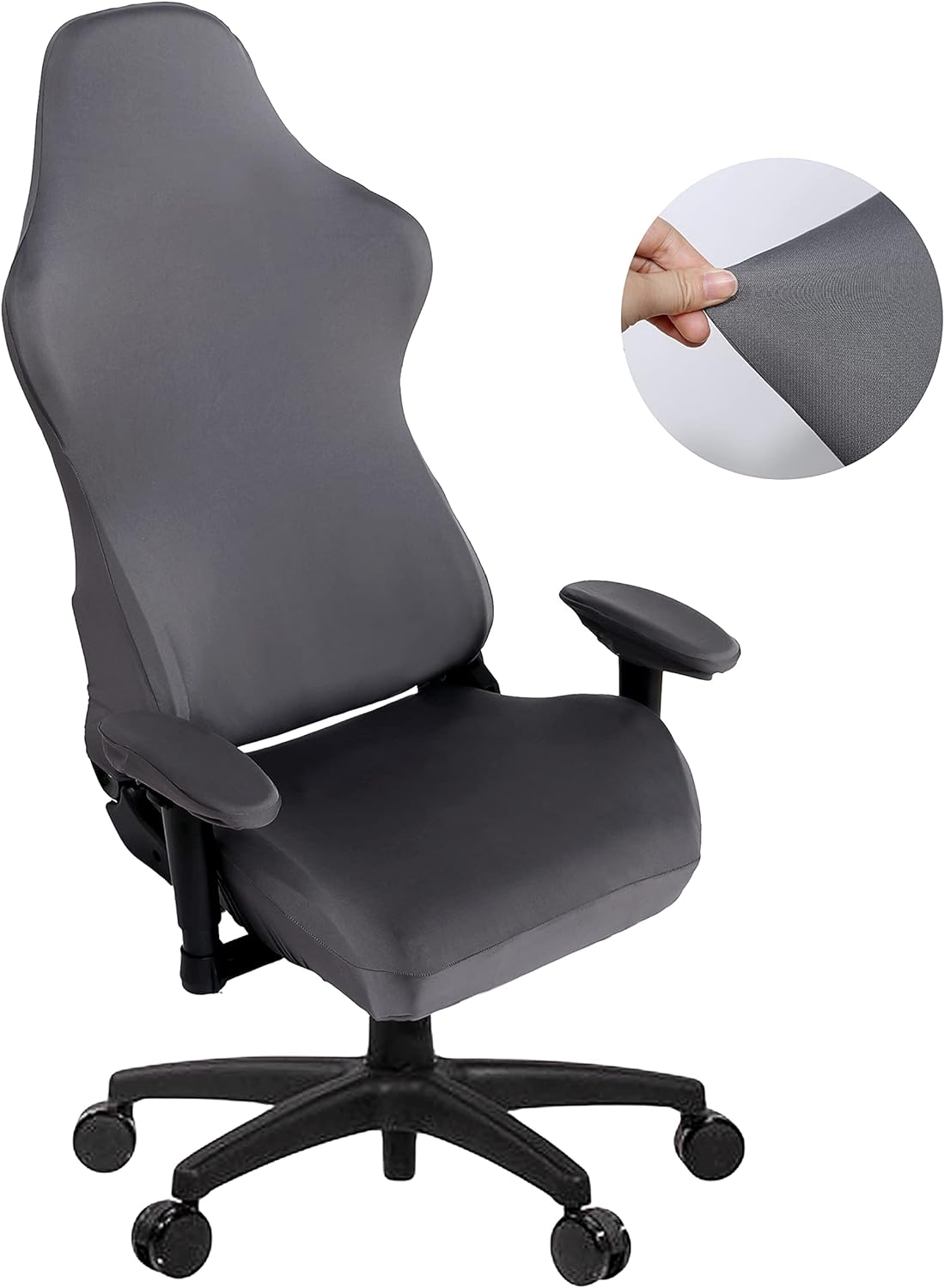 SARAFLORA Polyester Solid Stretch Washable Computer Chair Slipcovers for Universal Rotating for Boss, Office Chair (Large, Black)