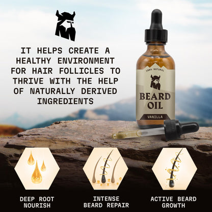 Vanilla Beard Oil (Large 2 oz.) - 100% Natural Beard Conditioner with Organic Tea Tree, Argan, and Jojoba Oil with Vanilla Scent - Softens, Smooths, and Strengthens Beard Growth by Striking Viking