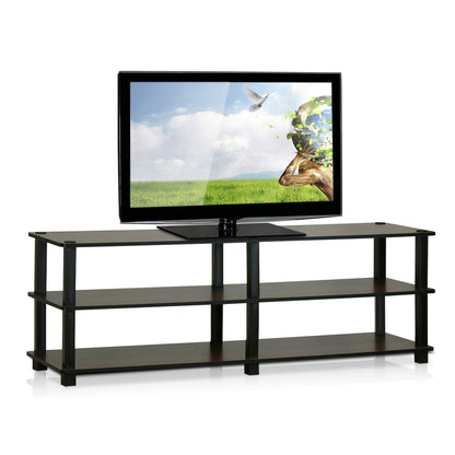 Furinno Turn-N-Tube No Tools 3-Tier Tv Stands, Tv Unit, Tv Shelf, Espresso/Black