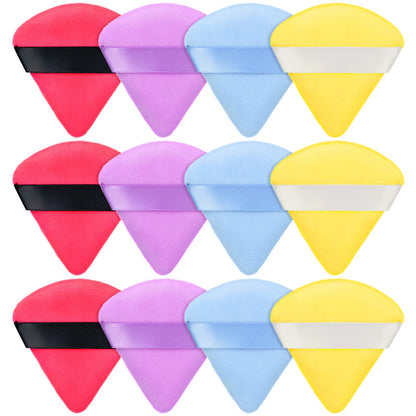 Maitys Powder Puff Face Triangle Makeup Puff for Loose Powder Soft Body Cosmetic Foundation Sponge Mineral Powder Wet Dry Makeup Tool (Black, White, Small) - 12 Count (Pack of 1)