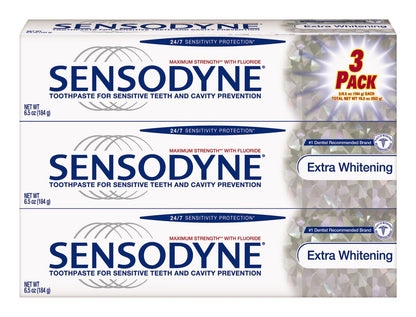 Sensodyne 24/7 Sensitivity Protection Extra Whitening Toothpaste, 6.5 Ounce Tubes (Pack of 3)