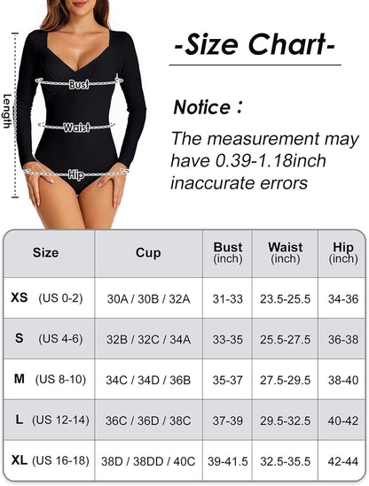 Maeau Women's Long Sleeve Rash Guard UV Protection Zipper Printed Surfing One Piece Swimsuit Bathing Suit