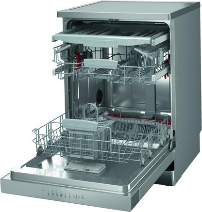 Ariston Dishwasher Freestanding, 13 Place Setting, Inverter Motor, 5 Washing Programs Includes Half Load Express 30' Eco & Static Dry, Silent Dishwasher, Made In Poland, Inox, LFC2B19XUK