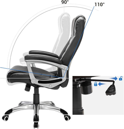 Songmics Executive Office Chair, Durable And Stable, Height Adjustable, Ergonomic, Black, Obg21BUK