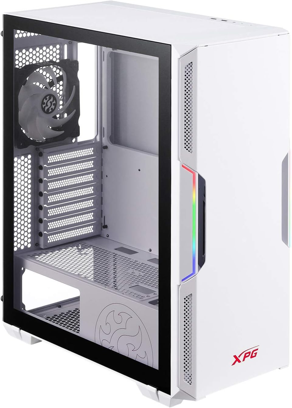 ADATA XPG STARKER Mid Tower PC Chassis, ATX/Micro ATX, Mini ITX, Compact Size, Tempered Glass Side Panel, I/O USB 3.0 Port, White, STARKER-WHCWW, XPG STARKER (WHITE), One size