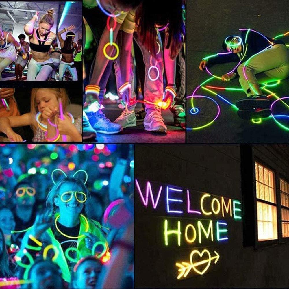 Mumoo Bear 200PCS Glow Sticks, Glowsticks Party Packs, Party Bag Fillers with Bracelet Connectors, Premium Glow Neon Necklaces for Kids Dark Party Supplies,Wedding,Festival