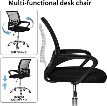 SKY-TOUCH SKY TOUCH Office Chair,Comfort Ergonomic Height Adjustable Desk Chair with Lumbar Support Backrest Black