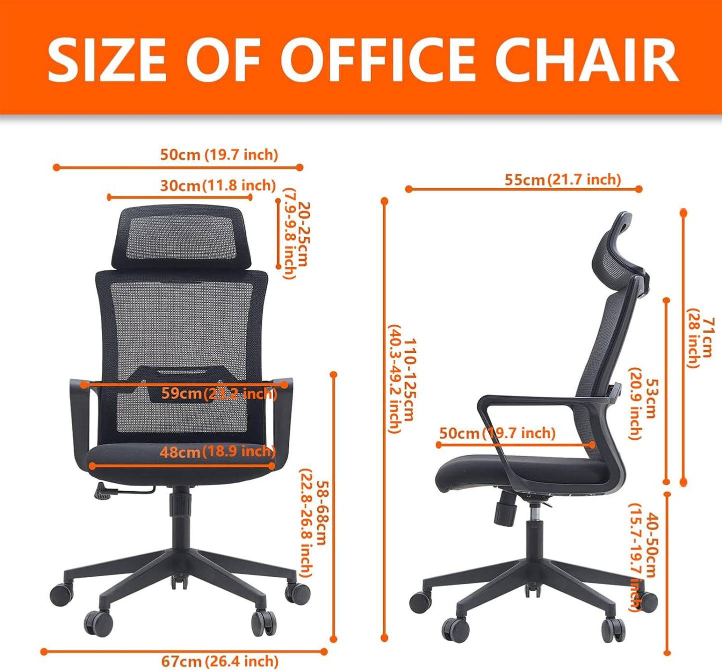 Kano.cn Desk Chair Office Chair for Home Height Adjustable Mid Back Mesh Computer Chair with Lumbar Support Mesh Swivel Computer Office Ergonomic Executive Chair