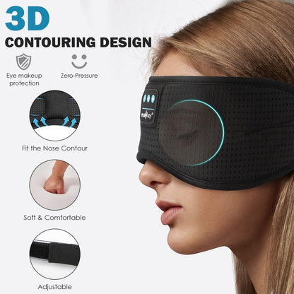 MUSICOZY Sleep Headphones Bluetooth Sleep Mask 3D Wireless Music Sleeping Headphones Headband Eye Mask Sleep Earbuds for Side Sleepers Mom Men Women with Speakers Cool Tech Gadgets Gifts