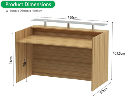 Mahmayi REC-2 Designer Reception Desk For Office Space, Front Office Desk (White-Coco Bolo)