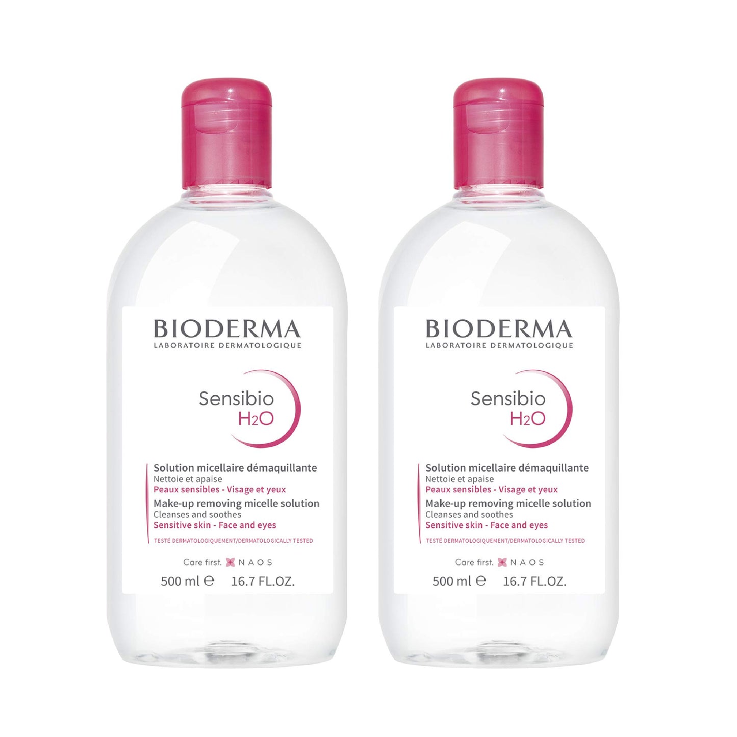 Bioderma Sensibio H2O Soothing Micellar Cleansing Water and Makeup Removing Solution for Sensitive Skin - Face and Eyes - 3.33 Fl Oz (Pack of 3)