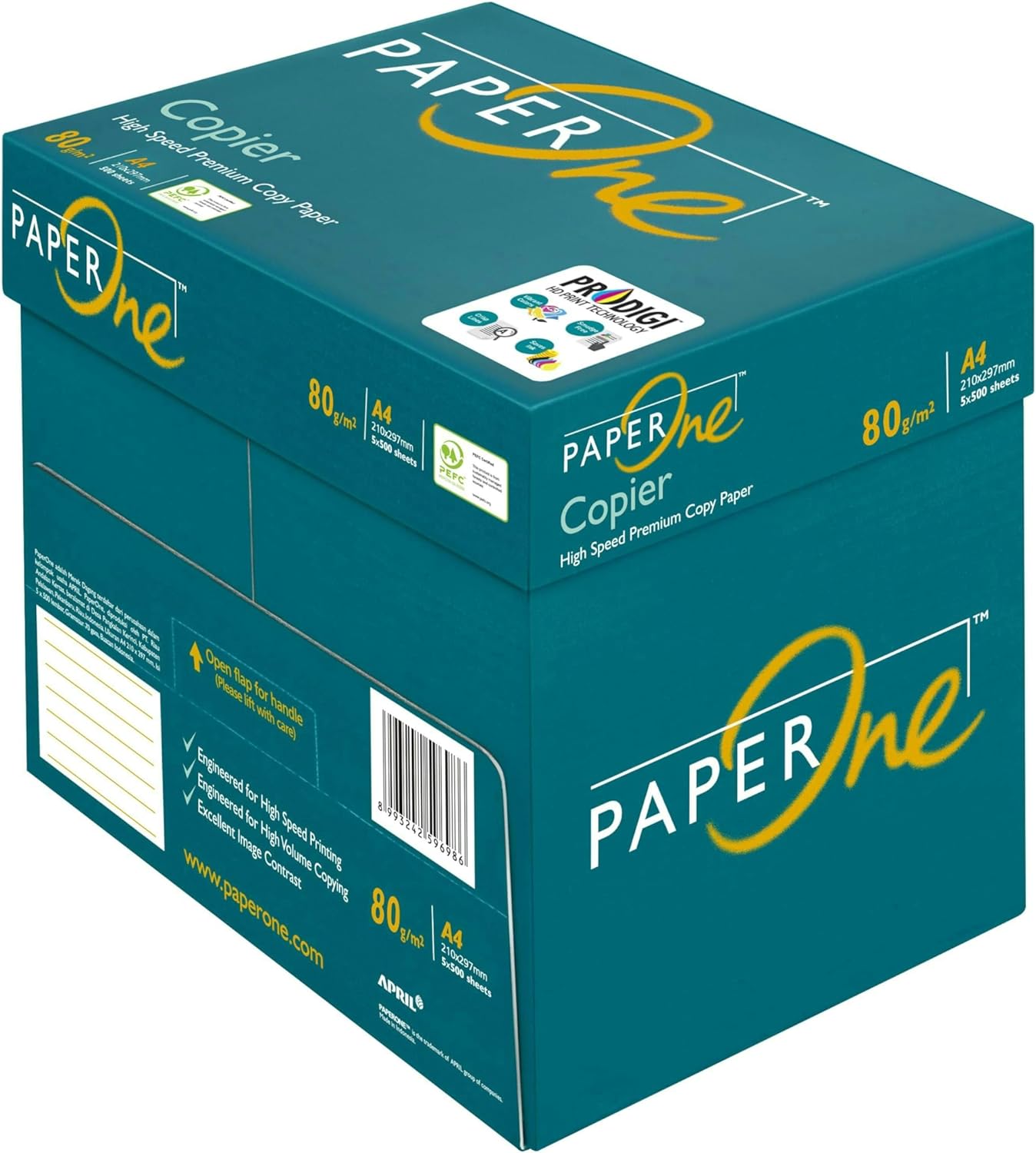 PaperOne PaperOneâ„¢ Copier Premium Copy Paper, 80 GSM, A4 Size, 5 reams per Carton Box