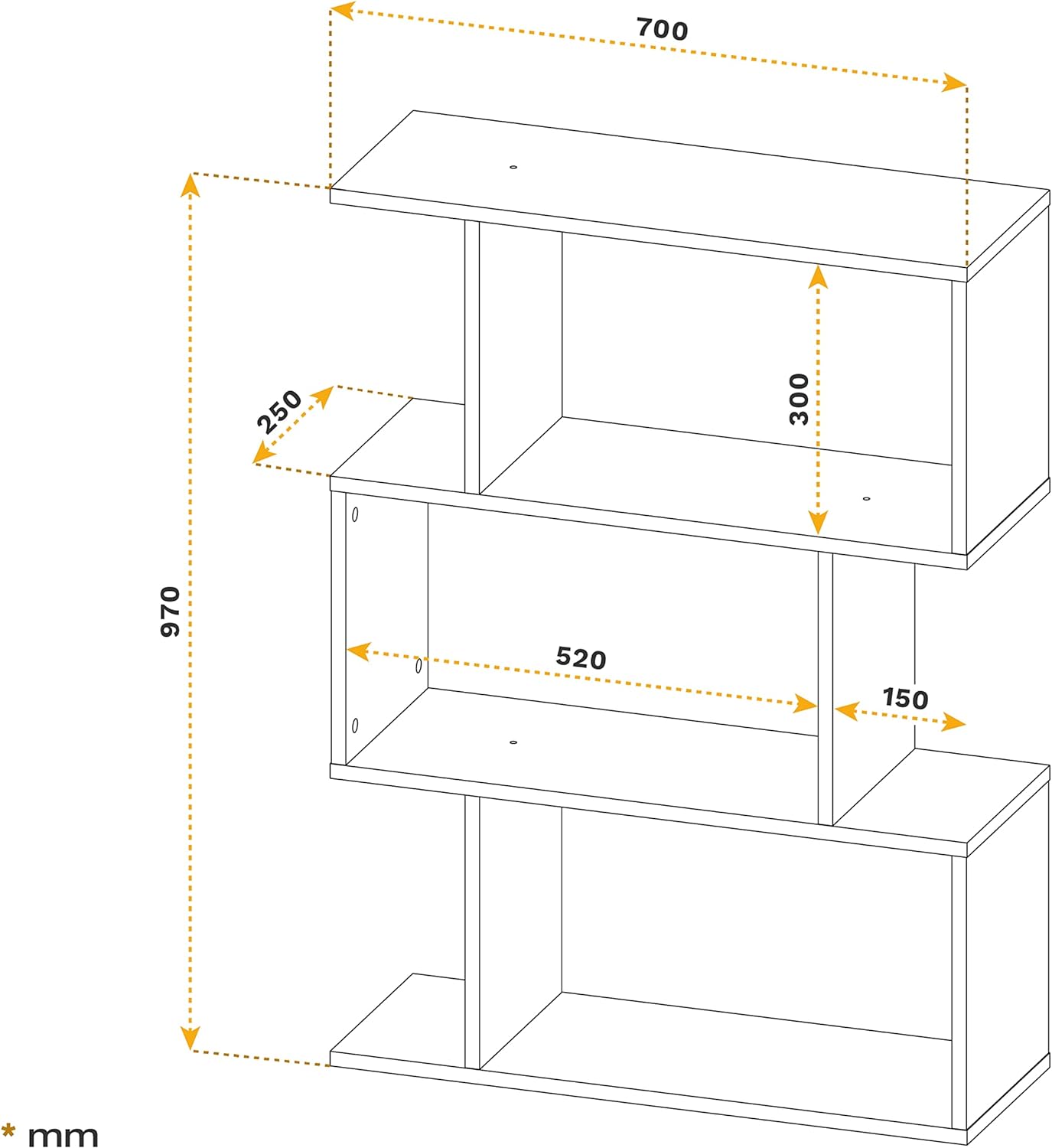 RICOO WM071-WM Shelf 129 x 70 x 25 cm, Standing Shelf, White Matt, Wooden Bookcase, Wall Shelf, Small Shelf, Shelves & Shelves, Narrow Shelf, Office Bookshelves, Small Shelf, Small Office Shelf