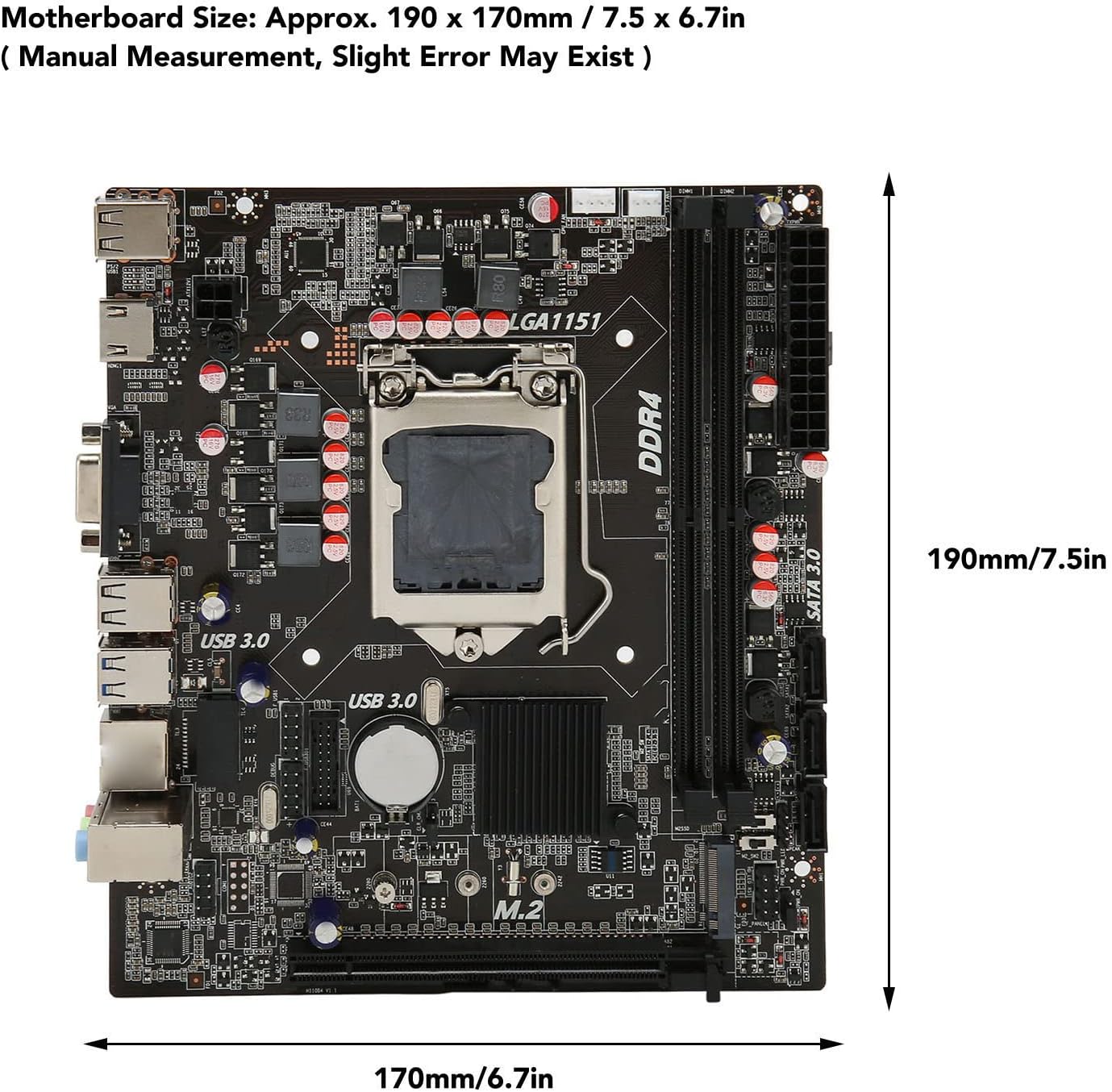 H110 Gaming Motherboard, LGA 1151 M ATX Gaming Motherboard Replacement for Desktop PC DIY, Dual Channel DDR4 SO DIMM, PCI E X16 Gen 3.0, SATA3.0 X 3,USB3.0 X 2,USB2.0 X 4