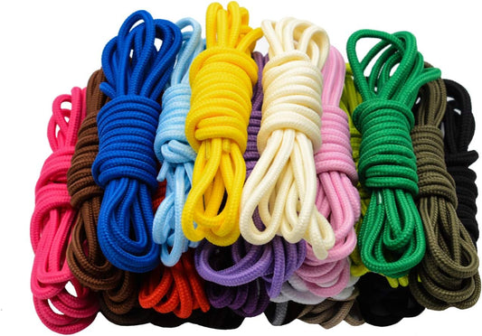 CUGBO 20 Pairs Round Shoelaces Assorted Colored 5mm Width Shoe Laces Strings for Sneakers Boots Skateboard Hiking Athletic Sport Shoes