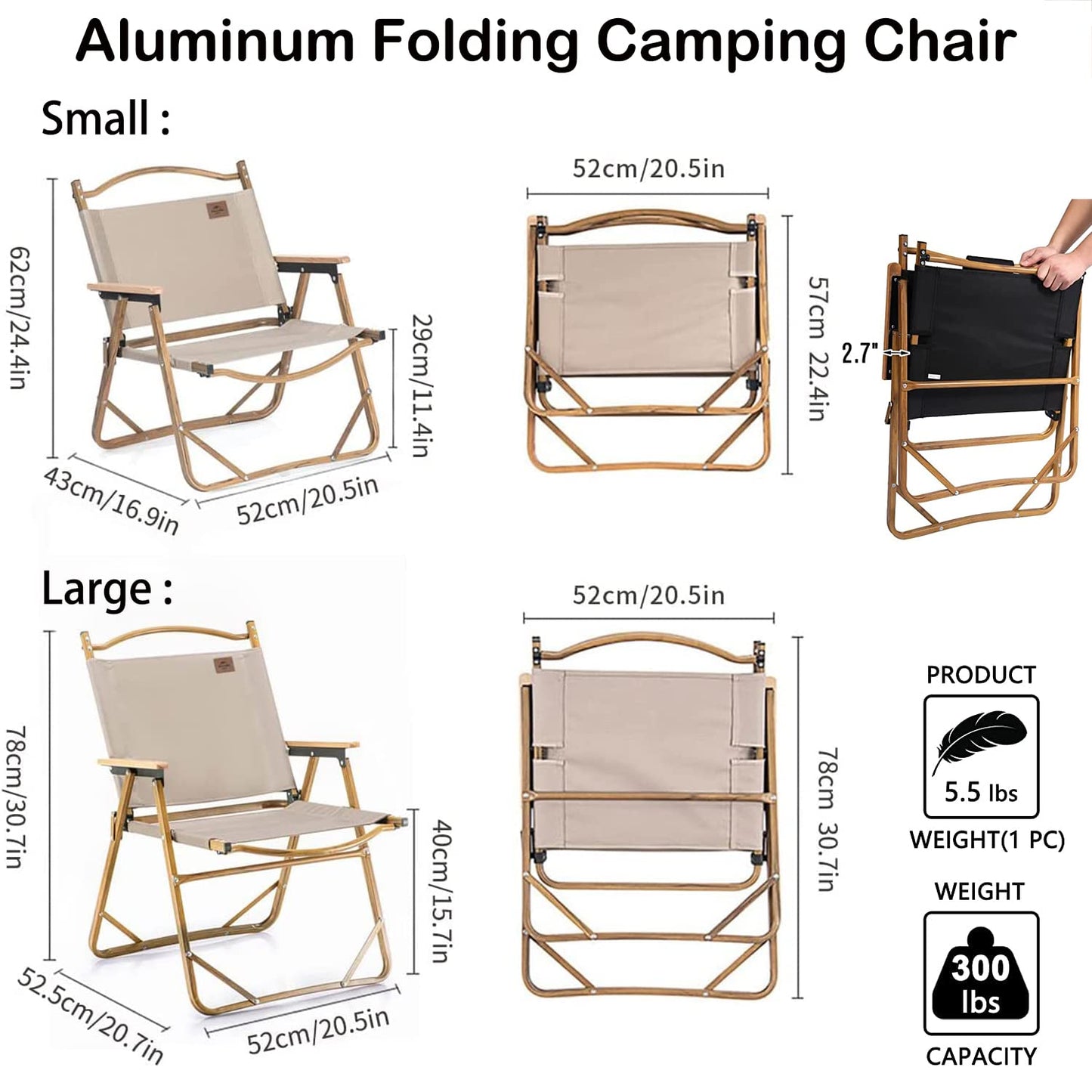 GGEROU Folding Camping Chair,Portable Camping Chair,Lightweight Camping Backpacking Chair Foldable,Foldable Beach Chair,for Camping Hiking Garden Travel Beach Picnic BBQ Outdoor (Large, Black)