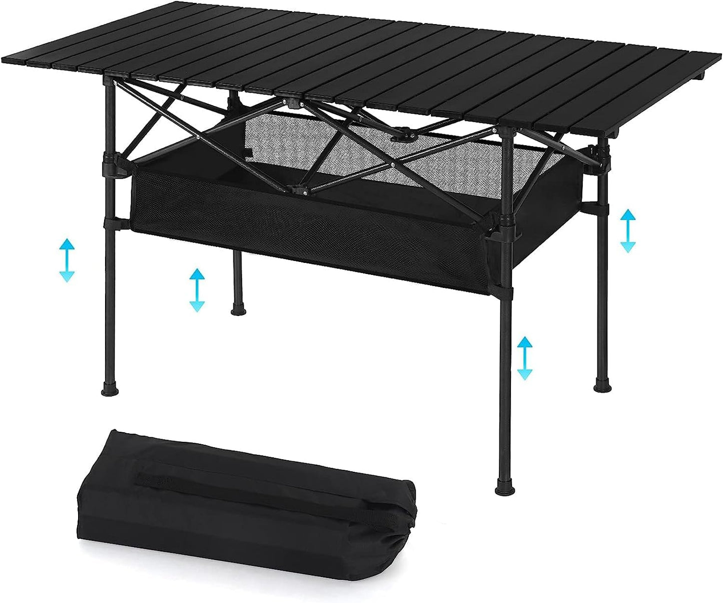 Jorunb Large Foldable Table,Portable Camping Table,Picnic Table,Backpacking Table with Storage Waterproof Pocket,for Outdoor BBQ,Cookout,Picnic,Beach 95 * 55 * 50cm