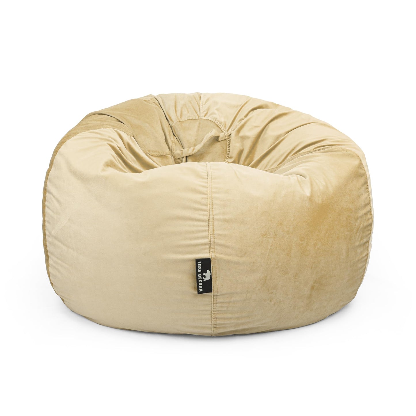 Luxe Decora Nest Soft Suede Bean Bag with Removable Layer | Washable | Perfect for Indoor Relaxation | Kids & Adults | Soft Velvet Finish | Filled with Polystyrene Beads (Black, Large)