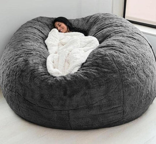 LIMOS Bean Bag Chair Cover(Cover Only,No Filler),Oversized Soft Fluffy PV Velvet Sofa Bed Cover, Soft And Comfortable Lazy Sofa Bed Cover (150cm x 75 cm, dark grey)