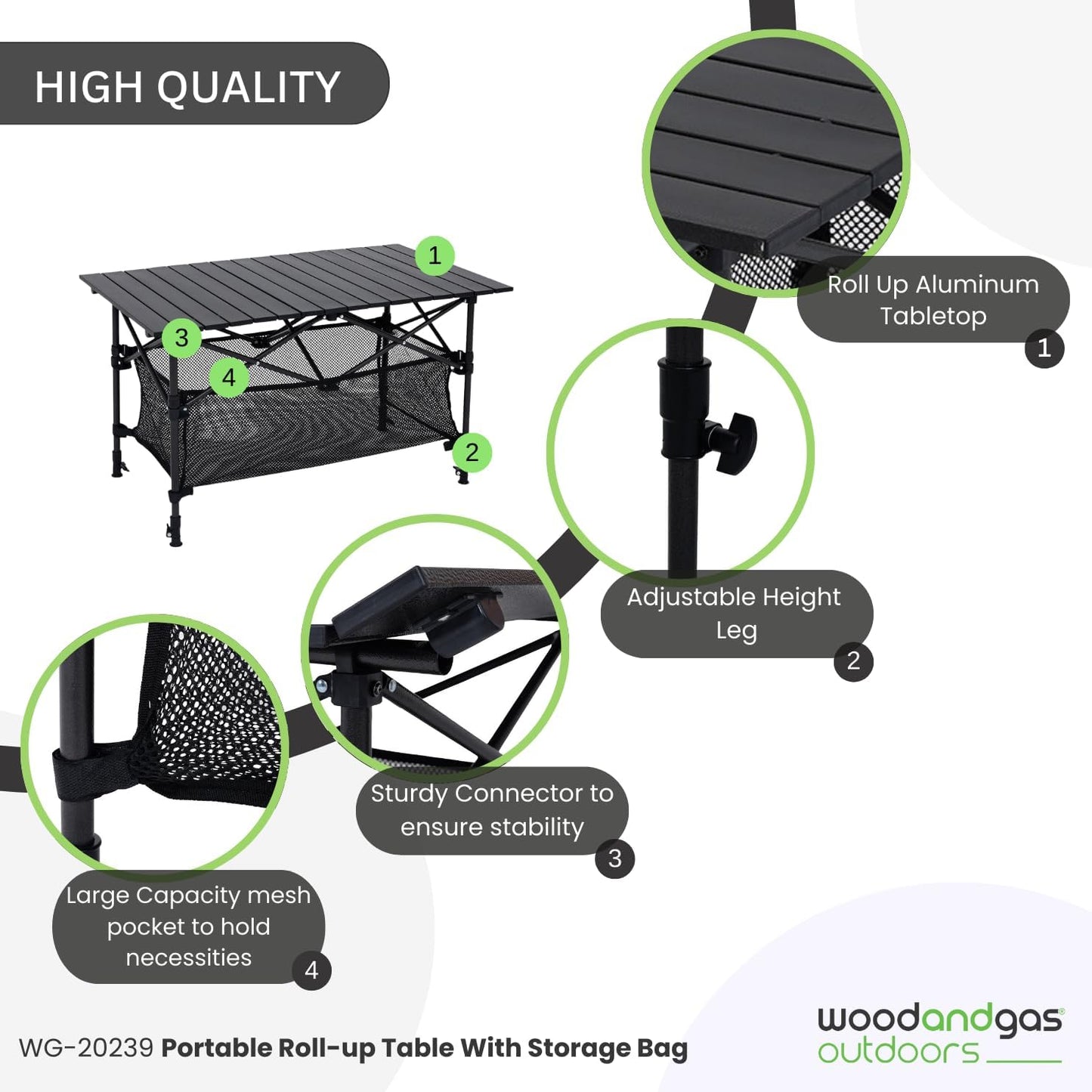 Adjustable Height 54 and 84 cm, Folding Table 2 Levels – Heavy Duty and Portable for Picnic, Camping, Beach, Outdoor Events – Foldable Table for BBQ party with Carry Bag – Size 95 x 55, H: 54-84 cm