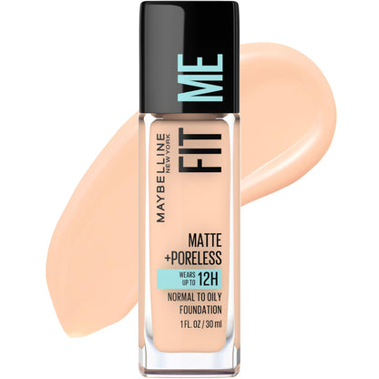 Maybelline Fit Me Matte + Poreless Liquid Oil-Free Foundation Makeup, Soft Tan, 1 Count (Packaging May Vary)