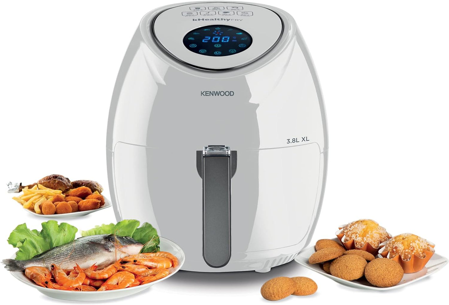 KENWOOD Digital Air Fryer XL 3.8L 1.7KG 1500W with Rapid Hot Air Circulation for Frying, Grilling, Broiling, Roasting, Baking and Toasting HFP30.000BK Black