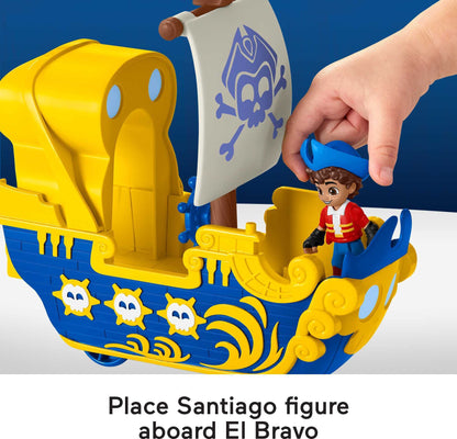 Fisher-Price Nickelodeon Santiago of the Seas Santiago figure & El Bravo pirate ship toy for preschool pretend play ages 3 years and up