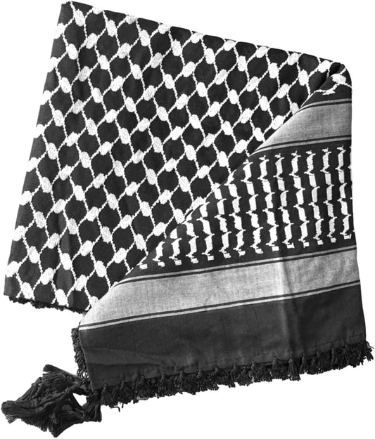 AL JABRI Mens Cover Shawls Scarf Arabia Headscarf Black and White Arab Shemagh Head Scarf,Middle Eastern Scarf Wrap,100% Cotton Casual Shemagh For Men