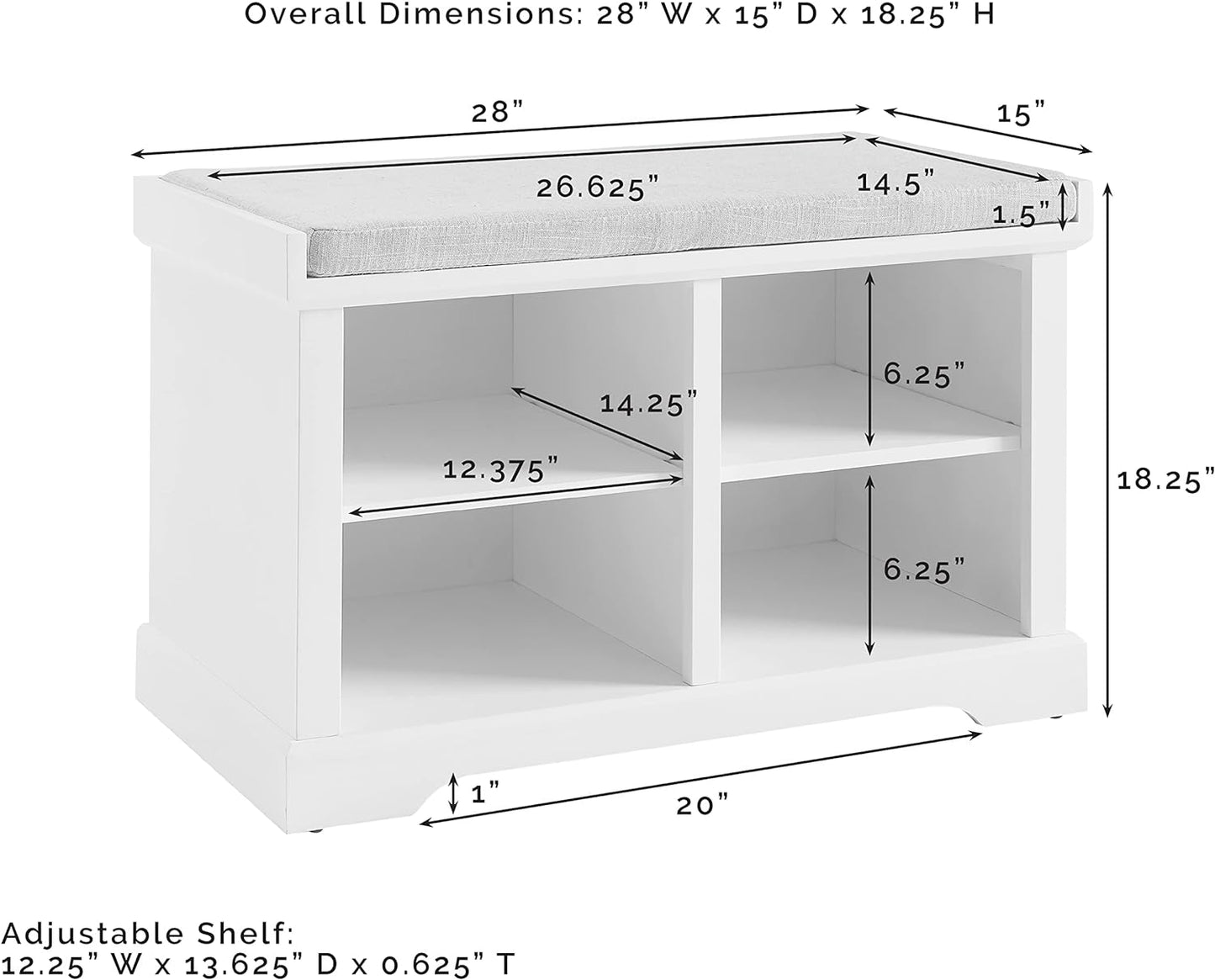 Crosley Furniture Anderson Entryway Storage Bench, White