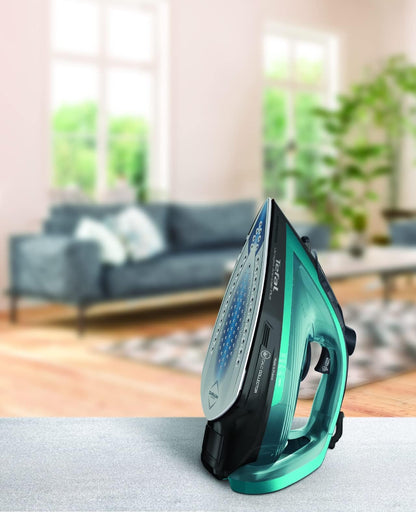 TEFAL Steam Iron | Ultraglish Iron Steamer | 2800 W | 270 ml | Durilium Airglide Soleplate | Anti-calc | Anti Drip | Blue/Black | 2 Years Warranty | FV6832M0