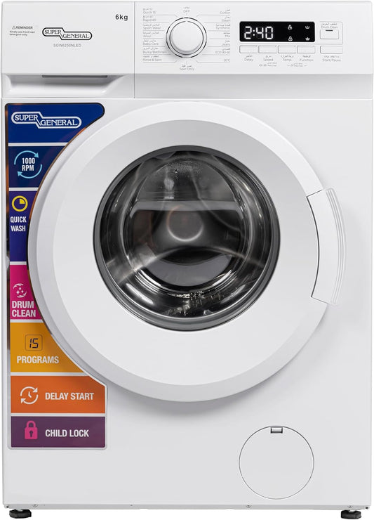 Super General SGW6250NLED 6Kg Front Load Washing Machine 2024 Edition