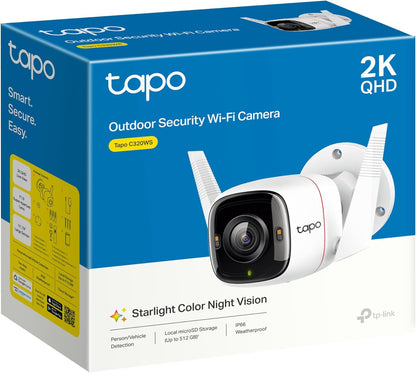 TP-Link Tapo Outdoor Security Camera/CCTV, Weatherproof, No Hub Required, Works with Alexa&Google Home, 3MP High Definition, Built-in Siren with Night Vision, 2-way Audio, SD Storage(Tapo C310)