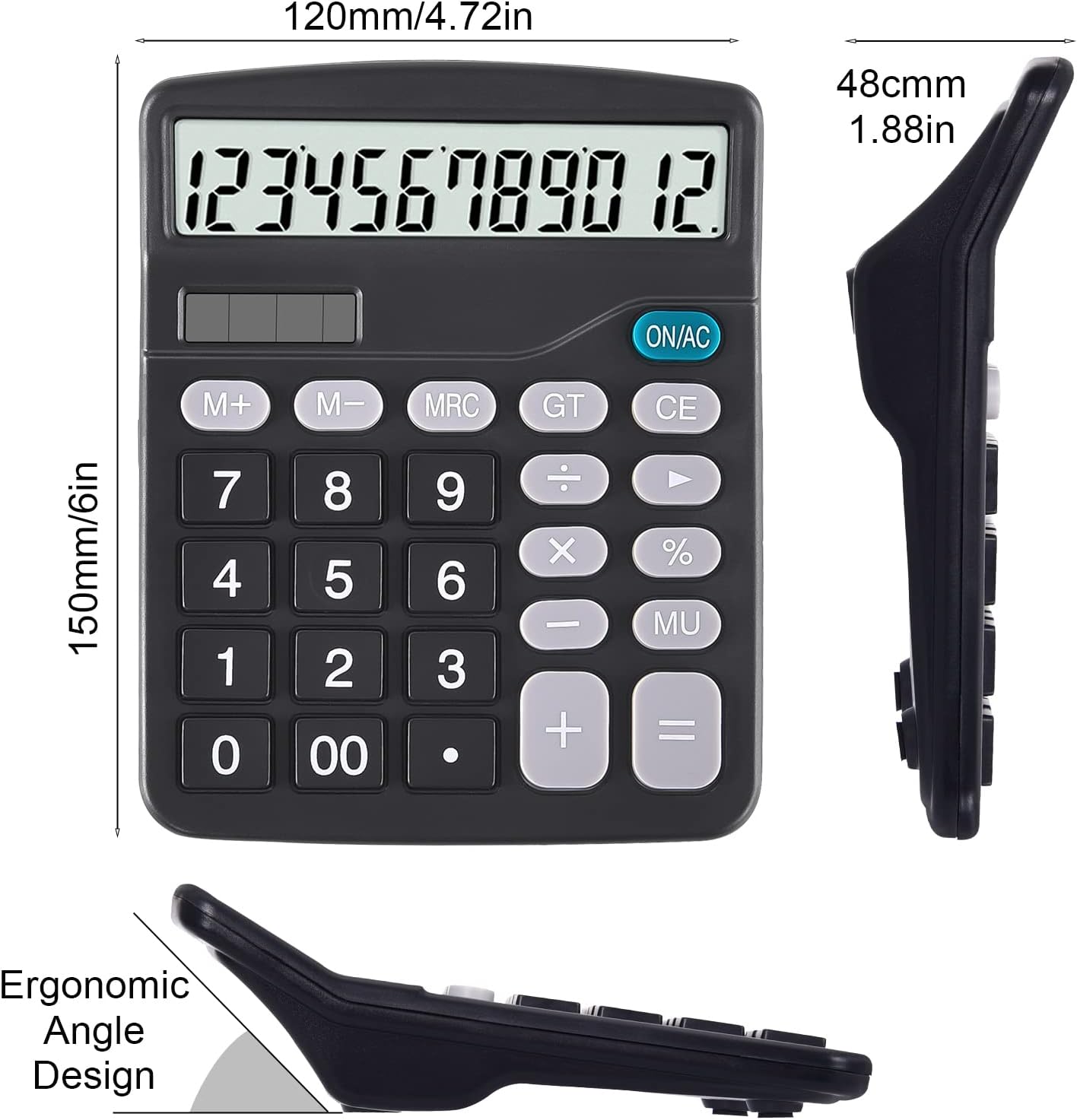 EooCoo Basic Standard Calculator 12 Digit Desktop Calculator with Large LCD Display for Office, School, Home & Business Use, Modern Design - Green