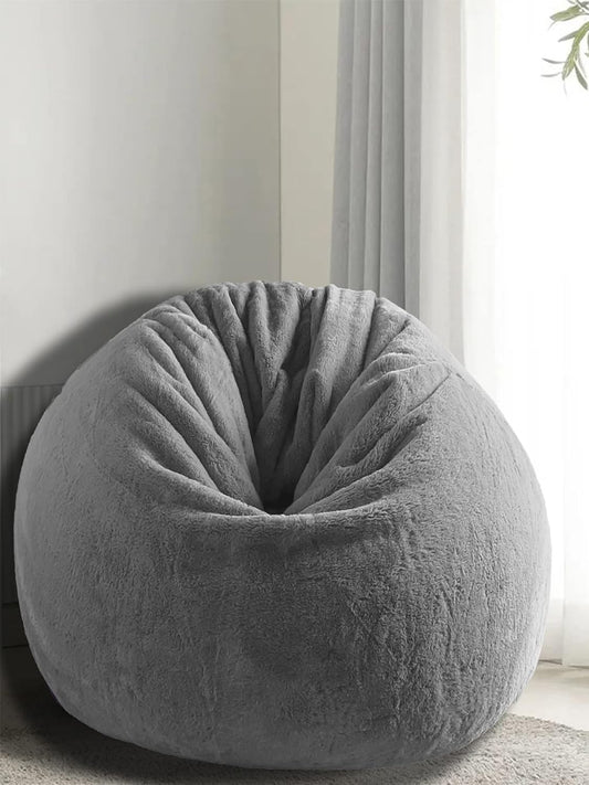 Mollismoons Bean Bag Fur Chair XXXL Size for Adults & Kids Bean Bag Cover Without Beans Grey Color