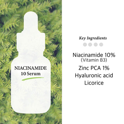 Niacinamide 10% + Zinc 1% Serum 1oz for Face - Korean Skin Care for Pore Minimizer + Vitamin B3.