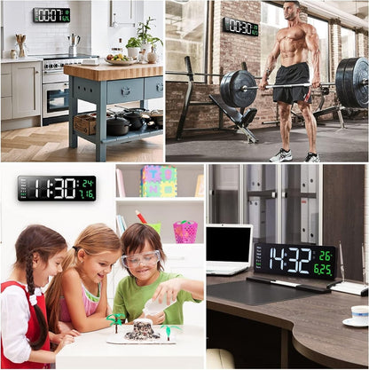 SKY-TOUCH Digital Wall Clock Large Display 16.2" Alarm Clock with Remote Control, LED Digital Clock Large Clock Automatic Brightness Dimmer Big Clock with Date, Week, Temperature