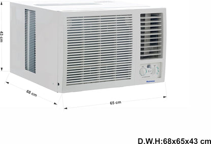 Haiwoo Window Air Conditioner HWAC-18K-R, Golden Fin Capacity: 18000 Btu 1.5 Ton T3 Highly Efficient Tropical Compressor, D68 x W65 x H43 Cm White