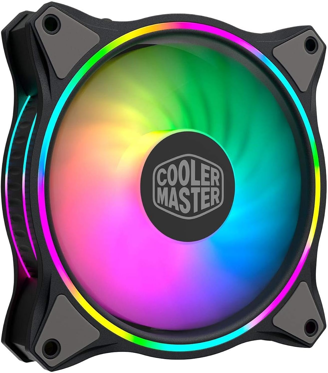 Cooler Master MasterFan MF120 Halo White Edition Duo-Ring ARGB 3-Pin Fan, 24 Independently LEDS, 120mm PWM Static Pressure Fan, Absorbing Pads for Computer Case & Liquid Radiator